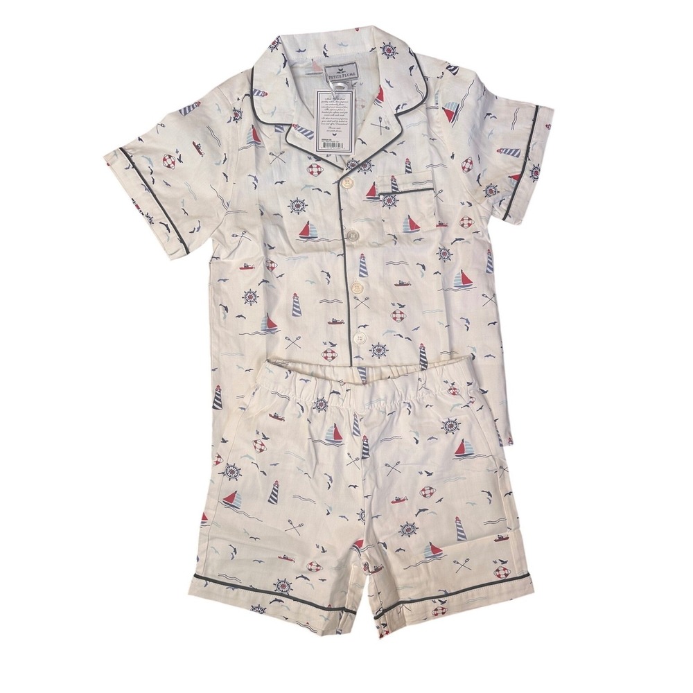 New Petite Plume Kids 6 Sail Away Nautical Pajama Short Set Luxury